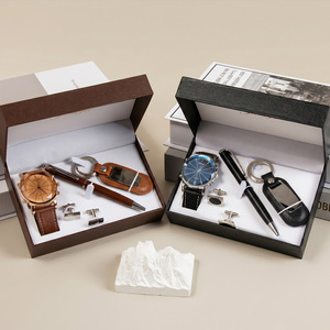 Valentine'S Day Gift <b>Set</b> <b>Watch</b> Cufflinks Pen Keychain Wooden Box Business Gift Practical Present For Men - Product Image 1