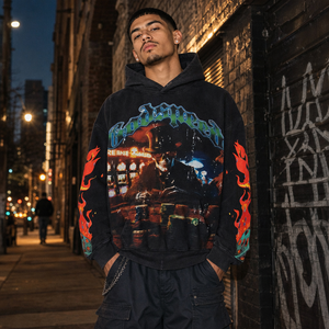 Men's Washed-Out 100% Cotton Heavyweight <b>Long</b> <b>Sleeve</b> Windproof Hoodie Solid Vintage Flair Street Hip-hop Style Godspeed Autumn - Product Image 6