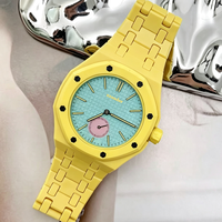 Montre-bracelet de sport de luxe co-marquée Série Macaron, analogique, légère, avec bracelet en céramique élastique, résistante à l'eau, mécanique de haute qualité
