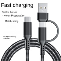 Kabel Pengisian Daya Cepat 60W 2-in-1 dengan Bahan Anyaman Nylon Braided Jacket 3A Kecepatan Tinggi Kompatibel untuk iPhone 15