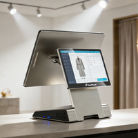 Terminal POS Plegable y Giratorio con Pantalla Dual Android de 15.6"+10.1" (Plateado Champán) para Restaurante y Comercio Minorista, Gran Venta
