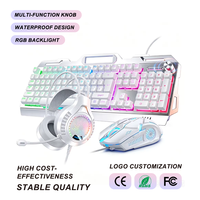 Kit Clavier Souris Casque Gaming RGB 104 Touches Filaire avec Tapis de Souris 9 Touches Anti-Ghosting DPI Réglable Vente en Gros