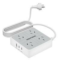 Özelleştirilebilir Logolu 1.5 Metre Kablolu 2500W AU Standartlı Güç Uzatma Prizi, Aşırı Gerilim Korumalı 4 Priz ve 3 USB Girişli