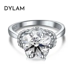 Dylam anéis de noivado, prouds anéis de eternidade bonitos para o casal anel de aniversário de diamante de prata para mulheres