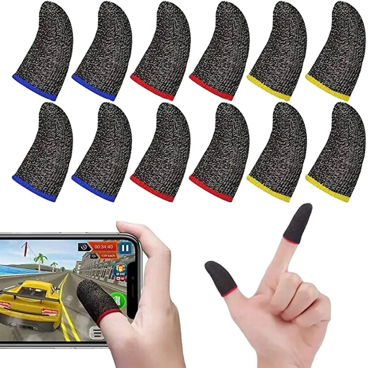Cubiertas de pulgar para juegos móviles, manguitos de dedo antideslizantes de fibra de cobre, pantalla de Joystick móvil, dedos táctiles para Pubg