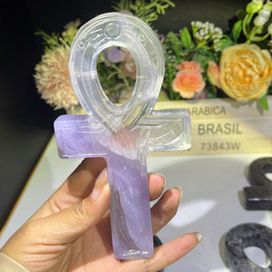 Fournisseur en gros de cristaux, cristal de quartz <span class=keywords><strong>clair</strong></span>, forme de croix Ankh, améthyste, sculpture polie artisanale pour collection - Product Image 2