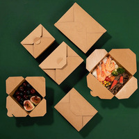 Contenedor de Alimentos Kraft para Llevar con Impresión Personalizada, Cierre de Lengüeta, Ecológico, de Papel, Apto para Alimentos, Compostable, Desechable