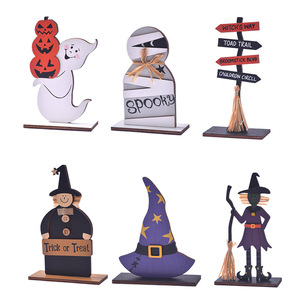 Decoraciones de madera para Halloween, adorno de bruja y fantasma, accesorios para fiestas en interiores, MSC036 - Product Image 5