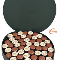 Boîte en carton rigide ronde de luxe pour chocolat, avec logo personnalisé en feuille d'or, ruban, vide, qualité alimentaire, emballage cadeau pour la Saint-Valentin et les mariages