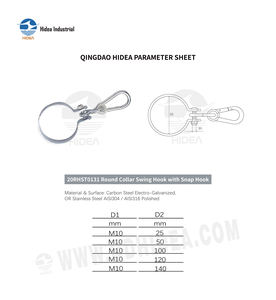 <span class=keywords><strong>Crochet</strong></span> pivotant à col rond avec mousqueton en acier au carbone et acier inoxydable pour une flexibilité rotative et une connexion rapide et sécurisée - Product Image 6