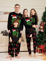 Set Piyama Rajut Natal Kartun Pesta Tahun Baru 2026 Wanita Kustom, Pakaian Rumah, Pinggang Elastis Hitam, Logo Depan, Bahan Thermal