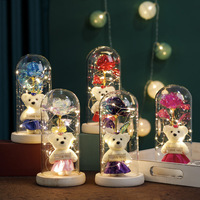 Nouvelle Collection 2026 : Rose Galaxie LED avec Mini Ours dans Dôme en Verre – Cadeau Idéal Noël, Saint-Valentin, Anniversaire