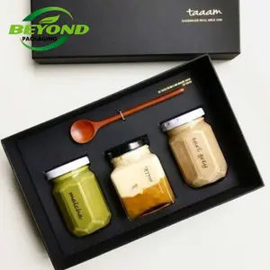 Luxus Honig Glas Glas benutzer definierte Logo Kraft Pappe Papier Geschenk Sweet Food Verpackungs boxen Honig Verpackung