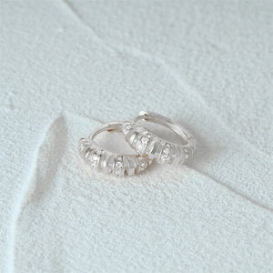 CANNER Delicate Zirconia Huggie <b>Hoop</b> <b>Earring</b> Jewelry 925 <b>Silver</b> Woman Personality Diamond 18K Gold Chunky Buckle <b>Hoop</b> <b>Earrings</b> - Product Image 3