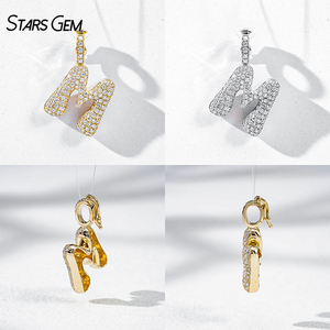 จี้เพชรทรงกลมแบบวินเทจทองคำแท้ 10K จาก StarsGem พร้อมตัวอักษรแบบ Bubble Letter สลักชื่อได้ สไตล์ฮิปฮอป - Product Image 4