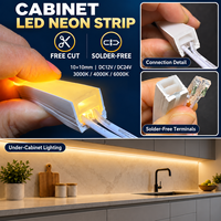 Lampu LED Neon Strip Trim Putih dengan Tepi Hitam, Neon Flex Tanpa Bingkai, Pencahayaan Linear untuk Lemari, Rak, dan Furnitur