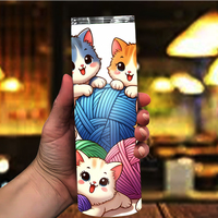 Gobelet en fil de laine personnalisé 20oz, chats mignons, chatons amusants, best-seller, stock USA et livraison gratuite