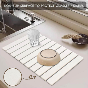 <span class=keywords><strong>Tapis</strong></span> de séchage pliable en pierre super absorbant 24x16 po pour évier de salle de bain et comptoir de cuisine - Product Image 1