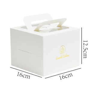 Custom Box For Cake Luxury Birthday Cake Boxes With Handle Clear Plastic Square White 6 Inch Cajas Para Pastel Cake Box