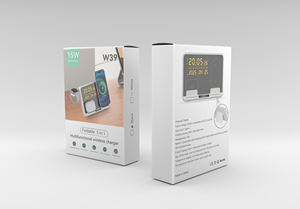 新产品创意 3合1无线充电 15W快速便携式充电器 带夜灯 温度湿度闹钟显示 - Product Image 2