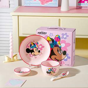 Ensemble de vaisselle en céramique <span class=keywords><strong>Mickey</strong></span> 4 pièces pour une personne, bol à riz, <span class=keywords><strong>assiette</strong></span>, cuillère, boîte cadeau de luxe, ensembles de vaisselle Zootopia - Product Image 6