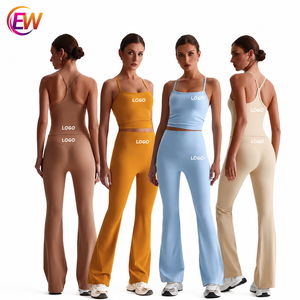 Conjunto de Yoga Premium para Mujer EW, Color Gris Sólido, Top Corto sin Mangas con Cintura Elástica, Pantalones Cortos de Cintura Alta, Ropa Deportiva Elástica en Cuatro Direcciones - Product Image 6