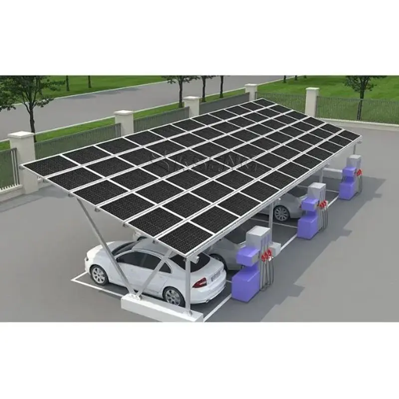Kseng Solar Carport Systeem Aluminium Solar Carport Met 2 Zitplaatsen Solar Carport Structuur Efficiënt Ontwerp
