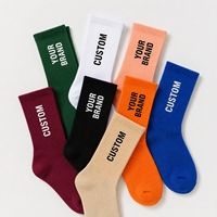 Chaussettes mi-mollet en coton personnalisées avec logo, unisexe, style streetwear, décontractées, sportives, tricotées sur mesure, collection automne