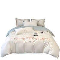 Ensemble de literie en coton de luxe haut de gamme, housse de couette brodée style princesse, écologique, toucher doux, textile de maison de luxe
