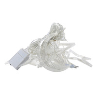 Guirnalda de Luces LED con Forma de Luna y Estrellas, Color Blanco Cálido, Personalizable, IP44 Impermeable, Decoración Navideña, Control Remoto, Funciona con Pilas