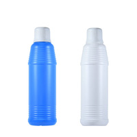 Bouteille en plastique vide personnalisée en PEHD pour liquide de nettoyage, bleue/blanche, 800 ml, avec bouchon à vis