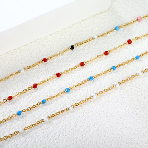 Japanese Korean Style <b>Colored</b> <b>Bead</b> Oil Drop Bracelet Gold Stainless Steel Women's Fashion Jewelry Gift Bracelet - Product Image 2