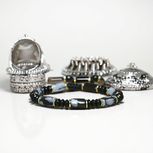 <span class=keywords><strong>Bracciale</strong></span> in Pietra Semi-preziosa a <span class=keywords><strong>Fiocco</strong></span> <span class=keywords><strong>di</strong></span> <span class=keywords><strong>Neve</strong></span> per Uomo e Donna, Gioiello Artigianale Intrecciato Regolabile in Gemma Naturale per Yoga - Product Image 4