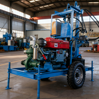 Foreuse de puits hydraulique diesel sur roues avec pompe, petite machine de forage de puits entièrement automatique, profondeur maximale 300 m
