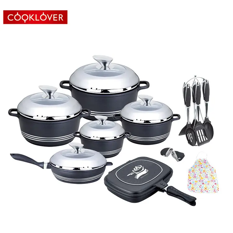 Cooklover 22pcs pressofusione di alluminio antiaderente Set di Pentole/salsa di pot/pentola/padella/doppio grill pan