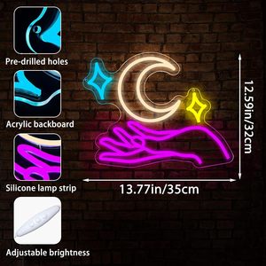 Moon <b>Star</b> Letreros Neon <b>LED</b> indoor hanging ambient <b>light</b> shop sign wall decoration <b>light</b> entrance indicator <b>light</b> luminous sign - Product Image 2