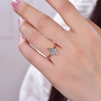 Bague de fiançailles pour femme en argent sterling 925 avec agate mousse en forme de cerf-volant et placage or rose