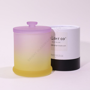 Luxury Candle Container Gradient <strong>Frosted</strong> Aromatherapy High White Wholesale Empty <strong>Glass</strong> Candle Jars with <strong>Glass</strong> Lid for Xmas - Product Image 3