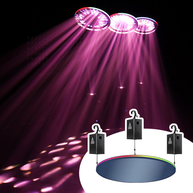 Mirror Disc Dmx Kinetic Led Lights Heavy Weight Dmx Winch Kinetic System Disco Dj Party Light for Night Club Led Rgb Lamps