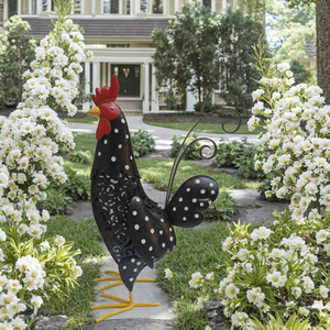 Precio al por mayor ilustraciones artesanales regalos al aire libre Metal impermeable decorativo Gallo pollo soporte estatua para decoración <span class=keywords><strong>de</strong></span> jardín - Product Image 2