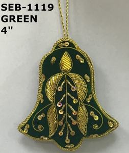 Artículo único de lujo: Adorno navideño artesanal en forma de campana con bordado tradicional indio Zari - Product Image 6