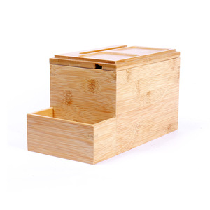 Bamboo tissue box, a great living room accessory, multifunctional napkin <b>holder</b>, remote <b>control</b> organizer, coffee table - Product Image 2