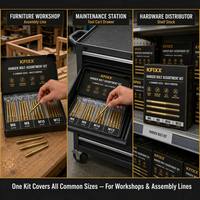 Kit d'assortiment de goujons à double extrémité M6 M8 M10 M12, mélangés, pour bois et métal, en acier au carbone, finition zinc jaune, ensemble de quincaillerie DIN