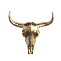Wevista Faux Taxidermie Vache pour Crâne et Squelette de Buffle Doré Résine Tenture Murale Sculpture