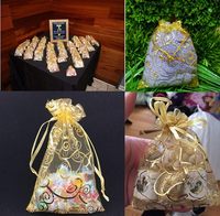 Transparente Wimpernprint-Geschenkbeutel für Hochzeiten, Luxus-Schmuck, Süßigkeiten, Geschenkkarten, Goldlinien-Beutel mit Kordelzug, Organza-Taschen für Schmuckgeschenke