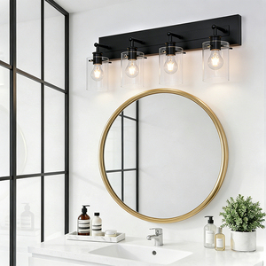 Modern minimalist three-head or four-head metal transparent glass bathroom <b>wall</b> lamp 3500K two-year warranty - Product Image 2