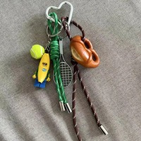 Pendentif tressé corde faite à la main Tennis de Table Baseball pendentif corde en Nylon porte-clés cadeaux mignon banane personnes casque ours sac breloque