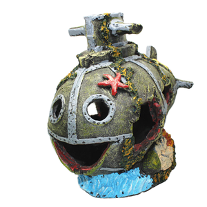 <span class=keywords><strong>Submarino</strong></span> de Resina con Diseño de Naufragio en el Fondo Marino con Ballena Sonriente Personalizada para Decoración de Peceras - Product Image 1
