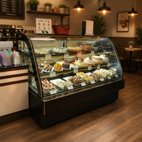 Vitrine Réfrigérée en Acier Inoxydable pour Gâteaux, Réfrigérateur à Gâteaux, Vitrine en Verre, Refroidissement par Air, Dégivrage Automatique, 2 Portes, 2 Étagères, Pâtisserie, Desserts