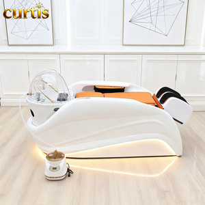 Fourniture d'usine Tête de lit de spa Salon de coiffure Chaise de lavage Lumière LED Chaise de shampooing de massage électrique avec thérapie de la tête Lavage des cheveux - Product Image 6